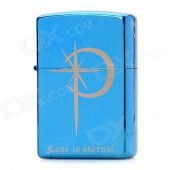 EARTH Love is Eternal Pattern Windproof Zinc Alloy Kerosene Oil Lighter - Blue