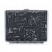 Carved Pattern Zinc Alloy + PU Leather Cigarette Case - Silver + Black