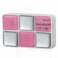 Eye Shadow Design All-in-one USB 2.0 Card Reader - Silver + Pink Eye Shadow Design All-in-one USB 2.0 Card Reader - Silver + Pink