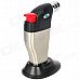 BS-200 Windproof Blue Flame Butane Jet Table Lighter w/ Base / Safety Lock Switch - Silver + Black