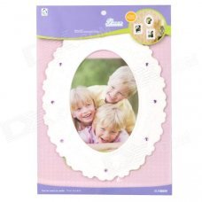 Fashion Oval Shaped Flower Pattern DIY Frame Wall Sticker Art Decal - White Fashion Oval Shaped Flower Pattern DIY Frame Wall Sticker Art Decal - White