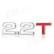 3D Cool 2.2 T Style Chrome Alloy Car Decoration Sticker - Silver + Red