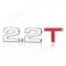 3D Cool 2.2 T Style Chrome Alloy Car Decoration Sticker - Silver + Red