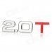 3D Cool 2.0 T Style Chrome Alloy Car Decoration Sticker - Silver + Red