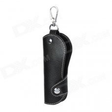 CT001 Universal Genuine Leather Protective Pouch Keychain for Car Smart Key - Black CT001 Universal Genuine Leather Protective Pouch Keychain for Car Smart Key - Black
