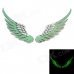 3D Glow-in-the-Dark Wing Shape Car Decoration Stickers - Silver + Green (2 PCS)