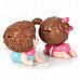 Lovely Boy + Girl Pattern Vinyl Piggy Bank Set - Pink + Blue + Brown (2 PCS)