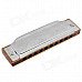 Stylish 10-Hole F-Key Blues Harp Harmonica - Silver + Golden