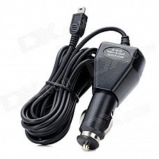 Mini USB Car Cigarette Lighter Powered Charger - Black (300cm-Cable)