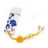 Blue and White Porcelain Pattern USB 2.0 Flash Drive - White + Blue (32GB)