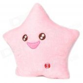 Smiling Star Style Plush + Cotton Colorful Flash Light Cushion - Pink (3 x AA)