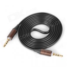 3.5mm TRRS Male to Male Audio Transmission Flat Cable - Black (114cm)