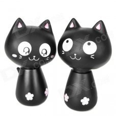 Cute Nodding Head Vinyl Cat Set - Black (2 PCS)