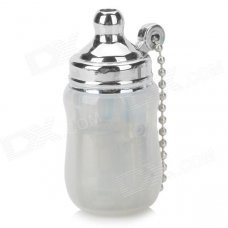 Mini Baby Bottle Style Windproof Butane Gas Lighter - Transparent + Silver
