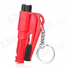 3-in-1 Multi-functional Car Emergency Life-Saving Hammer Keychain - Red + Black 3-in-1 Multi-functional Car Emergency Life-Saving Hammer Keychain - Red + Black