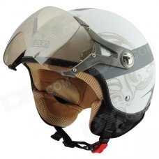 Cool BEON A5 Motorcycle Outdoor Sports Racing Half Helmet - White + Grey (Size L) Cool BEON A5 Motorcycle Outdoor Sports Racing Half Helmet - White + Grey (Size L)