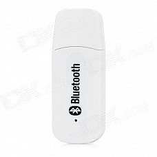 Bluetooth V2.0+EDR USB Drive Audio Receiver w/ 3.5mm Audio Male to Male Cable - White Bluetooth V2.0+EDR USB Drive Audio Receiver w/ 3.5mm Audio Male to Male Cable - White
