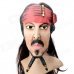 Halloween Costume Caribbean Pirate Jack Sparrow Wig Mask - Red + Black + Flesh Color