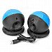 Stylish Ball Shaped USB 2.0 Speaker MP3 Player - Blue + Black