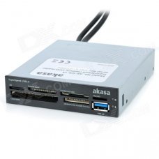 Akasa Multifunction 3.5" Panel USB 3.0 Card Reader Combo - Black + Silver Akasa Multifunction 3.5" Panel USB 3.0 Card Reader Combo - Black + Silver