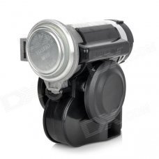 Compact Motorcycle Air Horn with Relay - Black + Silver (12V) Compact Motorcycle Air Horn with Relay - Black + Silver (12V)