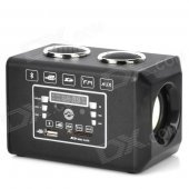 F-2 Bluetooth v2.1 Multi Media Player Speaker w/ FM / SD / Remote Controller - Black + Silver