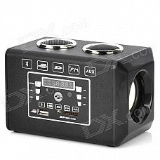 F-2 Bluetooth v2.1 Multi Media Player Speaker w/ FM / SD / Remote Controller - Black + Silver