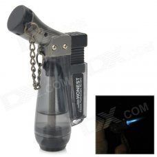 HONEST Windproof Plastic Butane Jet Torch Lighter w/ Cap - Black + Grey