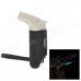 QH Windproof Zinc Alloy Butane Jet Torch Lighter w/ Strap - Black