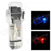 AM265 Windproof Plastic Butane Jet Lighter w/ LED Flashlight - Transparent (3 x AG3)