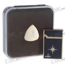 Chromed Stylish Glossy Butane Lighter with Protective Hard Case (OB007)