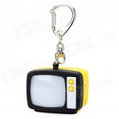 Retro TV Style Keychain w/ TV Static Noise Sound & LED Light Effects - Black + Yellow (3 x AG10)