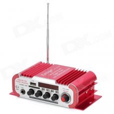 HY-600 1.8" LCD 30W Hi-Fi Amplifier MP3 Player w/ SD / USB for Car / Motorcycle - Red + Silver