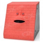 Funny Face Style Money Swallowing Coin Bank - Red (2 x AA)