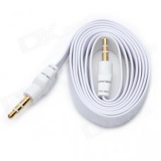 Flat 3.5mm Male to Male Audio Cable - White (105cm) Flat 3.5mm Male to Male Audio Cable - White (105cm)