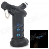 1300'C Windproof Adjustable Dual Flame Butane Jet Torch Lighter with Mount Base - Black