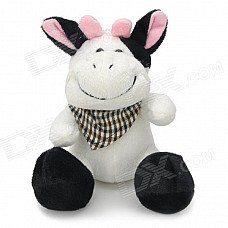 Cute Plush Cow Doll Toy with Scarf / Suction Cup - Black + White Cute Plush Cow Doll Toy with Scarf / Suction Cup - Black + White