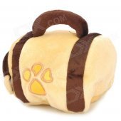 4789 Cute Plush Doghouse Bag Dog Toy - Yellow + Puce