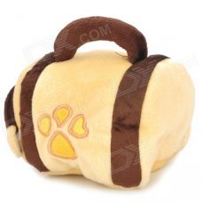 4789 Cute Plush Doghouse Bag Dog Toy - Yellow + Puce 4789 Cute Plush Doghouse Bag Dog Toy - Yellow + Puce