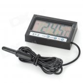 9D06-ST-2 2.0" LCD Digital Dual-Way Vehicle Thermometer w/ Sensors / Clock - Black (1 x LR44)