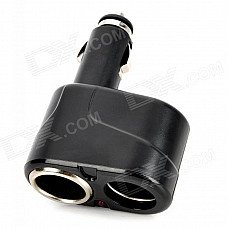 Dual Car Cigarette Sockets Power Adapter - Black (DC 12~24V) Dual Car Cigarette Sockets Power Adapter - Black (DC 12~24V)