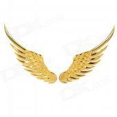3D Angel Wing Shaped Car Decoration Sticker - Golden (Pair)