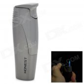 Windproof Stainless Steel Butane Gas Lighter - Silver Grey