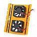 FS01 Dual-Fan 9-Blade Aluminum USB Fan for 3.5" HDD - Golden