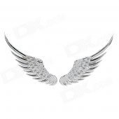 3D Angel's Wings Shaped Stainless Steel Car Decoration Sticker - Silver (2 PCS)