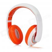 Kanen MC-780 Stylish Game Headphone w/ External Microphone - White + Orange (3.5mm Plug / 120cm)