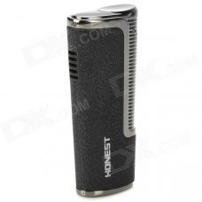 Stainless Steel Blue Flame Windproof Butane Jet Lighter - Black