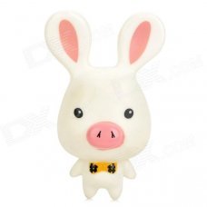 Cartoon Suction Cup Pig Nose Rabbit Toy - White + Pink