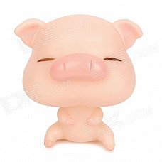 Cartoon Suction Cup Closing Eyes Lazy Pig Toy - Off white
