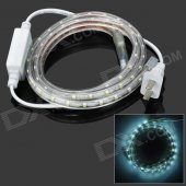 4.8W 240lm 6500K 60-SMD 3528 LED White Light Flexible Lamp Strip w/ 2-Flat-Pin Plug - Transparent